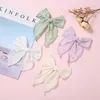 Flickor Broder Lace Large Hair Bow With Clips Hårstolpor Tillbehör Nylon Hårband för barn Barn Hairclips Toddler Barrettes Headwear