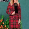 2 Pc Set for Women Floral Print Long Sleeve Blazers Tops Mini Skirt Sets Autumn Winter Office Lady Christmas Two Piece Outfits 210520