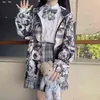 الأزياء-كويك اليابانية المتناثرة أنيمي هوديي هنتاي zip up أزياء الشارع الشهير المرأة kawaii سوياتشيرتس الكورية طويلة الأكمام قمم