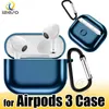 Headset tillbehör till airpods 3 fodral elektropläterad anti förlorad skyddskåpa hörlurar med krok lås keychain izeso