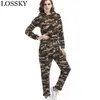 Camouflage Casual 2-częściowy zestaw dresu z kapturem z kapturem z długim rękawem z kapturem i fit slim kieszeni spodnie spodnie jesień streetwear garnitur 210507