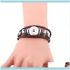 Charme JewelryCharm Pulseiras Botão Snap Pulseira Bangle Couro Retro Handmade Trançado Fit 18mm Botões Jóias1 Entrega Gota 20209T