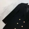 21ss designer mulheres outono preto / branco blazer vestido desenhista lapela pescoço mangas compridas botões de metal Milan Runway vestidos