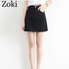 zokiセクシーな女性デニムミニスカートファッション夏のハイウエスト韓国の黒い青いパッケージヒップジーンズ原宿プラスサイズのコットン210621