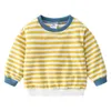 Spring Autumn 2 3 4 5 6 7 8 9 10 Years Children Cotton School Striped Colorful Patchwork Sweatshirt For Baby Kids Boys 210529