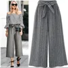 European Station Fashion Vertical Stripe Wide-leg Pants Spring And Summer Women's Casual Wild Ankle-Length 210517
