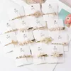 Clipes de cabelo Barrettes 2 PCs/lote Hairpin Pearl Rhinestone Girl Bangs Acessórios Butterfly Note Duckbill Alloy