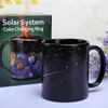 Kreativ keramikmugg Färgbyte Mugg Värme Revealing Kaffekopp Vänner Present Student Frukost Cup Star Solar System Kaffe Mugg 210804