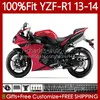 100% Fit OEM Carénages pour YAMAHA YZF-R1 YZF R 1 1000 CC YZFR1 13 14 MOTO Carrosserie 94No.51 YZF R1 Rouge brillant 1000CC YZF1000 2013 2014 YZF-1000 2013-2014 Corps de moulage par injection