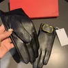 Metal Letter Gloves Simple Leather Mittens Stylish Elegant Touch Screen Glove Women Outdoor Warm Mitten