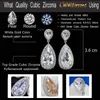 Classic Silver Color White Cubic Zirconia Crystal Long Tear Drop Dangle Earrings For Women Party Jewelry Gift CZ058 210714