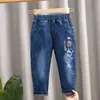 Bahar Sonbahar Kot Erkekler için Yeni 2022 Kore Versiyonu Moda Yakışıklı Elastik Bel Gevşek Rahat Çocuk Açık Denim Pantolon G1220