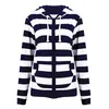 Automne Femmes Rayé Hoodies Sweat À Manches Longues À Capuche Zipper Poches Vestes Casual Plus La Taille Survêtement Femme Vêtements 210927