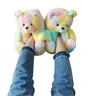 Peluche ours en peluche maison pantoufles marron femmes maison intérieur doux anti-dérapant fausse fourrure mignon moelleux rose hiver chaud chaussure