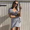 Leopard Print Women Summer Boho Dress Set Abiti Vintage Top Gonna Due pezzi Set coordinati Bianco Nero Mini 210427