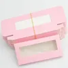 Faux Cils Vente en gros Boîtes à cils en papier Emballage Paquet de boîte à cils Personnaliser Aucun plateau Logo Rectangle Rose Carton De Stockage Maquillage Cas