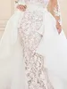 Mermaid Wedding Dresses V Neck Bridal Gown Sweep Train Lace Organza Long Sleeve Country Plus Size Ruffles Vestidos De Novia Custom Made 2022 robe de mariage