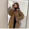 Woolen Coat Thick Women's Mid-length Autumn Loose Woolen Coat Winter Overcoat Camel Korean Fashion Wool Coats and Jackets 211130