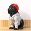 Fransk Bulldog Figurin Personlighet Hip Hop Dog Staty Simulering Animal Art Skulptur Resin Craftwork Heminredningar R204