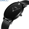 Мужские часы моды полные черные часы для мужчин Crrju топ бренда роскошные мужские кварцевые часы мужские стальные ремень водонепроницаемый наручные часы 210517