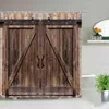 Gammal Vintage Wood Doors Dusch Gardiner Dekorativ Vattentät Polyester Tyg Badrum Gardin Set Hembad dekor med krokar 211116