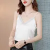 Korean Fashion Tank Top Women Satin Office Lady Summer Sleeveless Spaghetti Strap Plus Size XXXL Green s for 210531