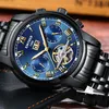 男性の自動機械時計ウォーター自動日付ステンレス鋼の時計ビジネスドレス腕時計モントレ・オム・ウィストウォッチ