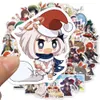 50 stks gemengde skateboard stickers populaire anime yuan shen voor auto laptop koelkast helm pad fiets fiets motorfiets PS4 notebook gitaar PVC sticker