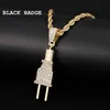 Chaînes Iced Out Hommes Plug Pendentif Collier Hip Hop Bling Or Argent Couleur Charme Micro Pave Plein Strass 2021 Bijoux De Mode