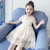 Crianças meninas vestido de renda para verão lolita crianças princesa traje casual roupas vestuário sólido bordado sundress 210529