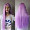 Long Purple Silky Straight Synthetic Wig Heat Resistant Glueless Full Lace Front Wigs for Black/White Women Cosplay Party