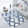 Mattor annars Navy Blue Ogee Akvarell Nordec Skandinavisk 3D Print Non Slip Microfiber Living Room Modern Carpet Tvättbar Area Rug Mat1