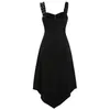 Женские готические винтажные черные платье панк плюс размер прохладный твердый молния нерегулярная рукавочная рукавица.