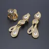 New Arrival Dubai Moda Złoty Kolor Zestawy Biżuterii Dla Kobiet Kryształ Naszyjnik Kolczyki Bransoletka Pierścień Wedding Party Jewelry Set H1022