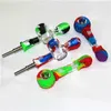 Colorful Smoking Concentrate Silicone Pipes Dab Straw Glass Nectar With 14mm Titanium Tip Nail Oil Rigs