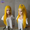 Perucas sintéticas de renda amarela reta de renda frontal para mulheres negras 13x4 frontal com cabelo de bebê diariamente use cosplay7400091