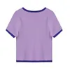 T-shirt da donna a 4 colori Estate lavorata a maglia Soild O-Collo T-shirt manica corta T-shirt donna stile coreano Dolce Casual Slim T-shirt sottili 210515