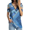 Women's Swimwear 2021 Women Summer Beach Printed T-shirt Bikini Cover Up Adults Loose Short Cutout Sleeve Zippered V-neck Pullover