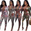 S-3XL moda autunno / inverno donne sexy stampate due pezzi abiti casual nightclub party tuta SMR8771 211105
