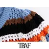 Vrouwen Zoete Mode Bloemvormige Applicaties Knitter Trui Vintage O Hals Korte Mouw Vrouwelijke Pullovers Chic Tops 210507