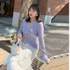 Plus Size Women's Sweater Autumn Sexy V-Neck Long Sleeve Big Buttons Decor Sweaters Casual Loose Solid Female Pullover Tops 210522