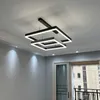 Minimalistische Moderne LED Kroonluchter Huisverlichting Vierkant Slaapkamer Ringen Plafond Gemonteerd Kroonluchter Verlichting Studie Hanglamp