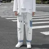 Jeans en denim droits hommes graphiques imprimés jeans streetwear jeans homme sauvage pantalon hip hop coréen harajuku pantalon de mode 210709