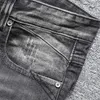 Ly Designer Mode Hommes Jeans Rétro Noir Gris Slim Fit Déchiré pour Haute Qualité Patchwork Hip Hop Punk Denim Pantalon A9LT