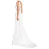 Повседневные платья мода белые длинные женщины V-образным вырезом без рукавов кроссовки крестские вечерние вечеринка принцесса свадебное платье платье халат # 40