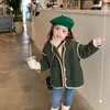 Kurtki Dziewczynka Kurtka Zimowa Koreański Kids Plus Velvet Plaid Toddler Płaszcz Z Długim Rękawem Casual Fashion Cardigan Dzieci