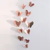 12 Pz/pacco Adesivi Farfalla Fiore Con 3D Tridimensionale Scava Fuori Adesivi Murali Di Carta Per Matrimonio Festa Di Compleanno Home Room Cafe Shopwindow Decor