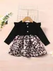 Baby Leopard Print Ruffle Trim Single Breasted Dress She