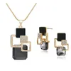 Classic Square Peadant Crystal Jewelry Sets For Women Vintage Party Stud Earrings And Pendant Necklace For Gifts