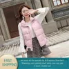 Mulheres inverno para baixo jaqueta fina fina branca ultra-levemente peso coreano fino de algodão colete de algodão para 210428